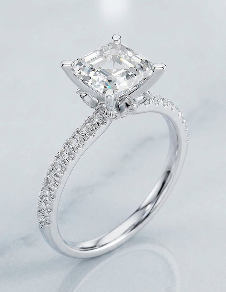 Anillo de compromiso - piedras laterales - AMORE187-AS-LG