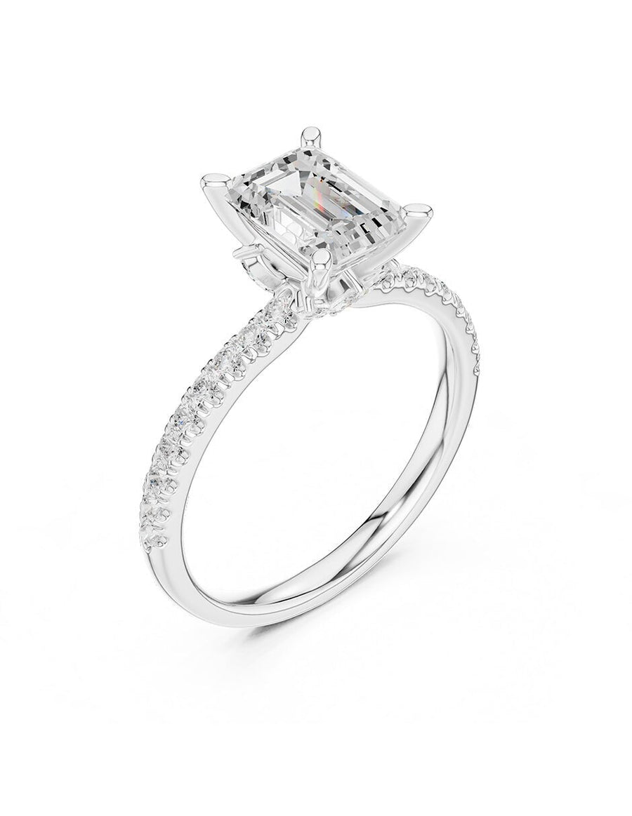 Anillo de compromiso - piedras laterales - AMORE187-EM-LG