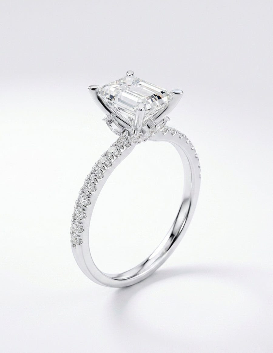 Montura para personalizar - piedras laterales - AMORE187-EM