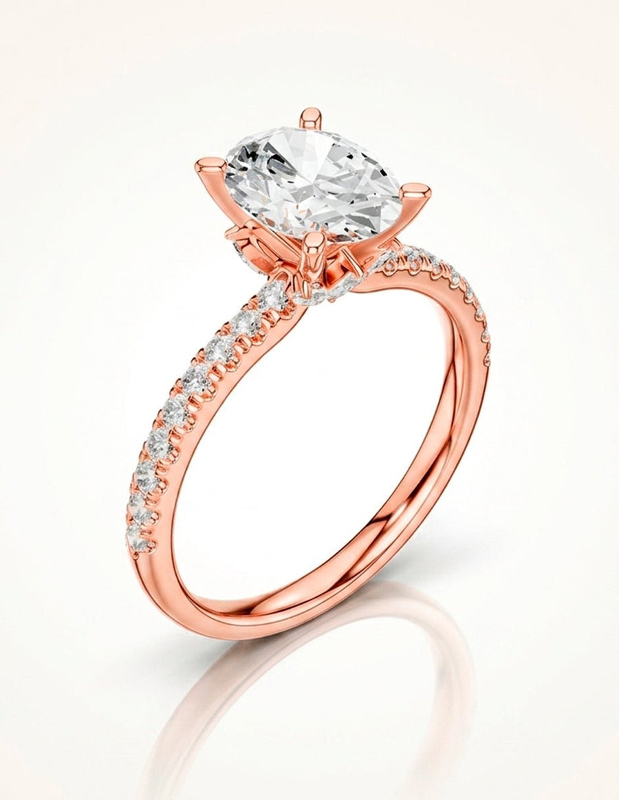 Anillo de compromiso - piedras laterales - AMORE187-OV-LG