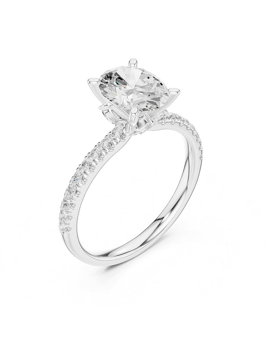 Anillo de compromiso - piedras laterales - AMORE187-OV-LG