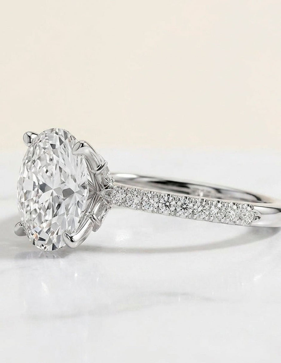 Anillo de compromiso - piedras laterales - AMORE187-OV-LG