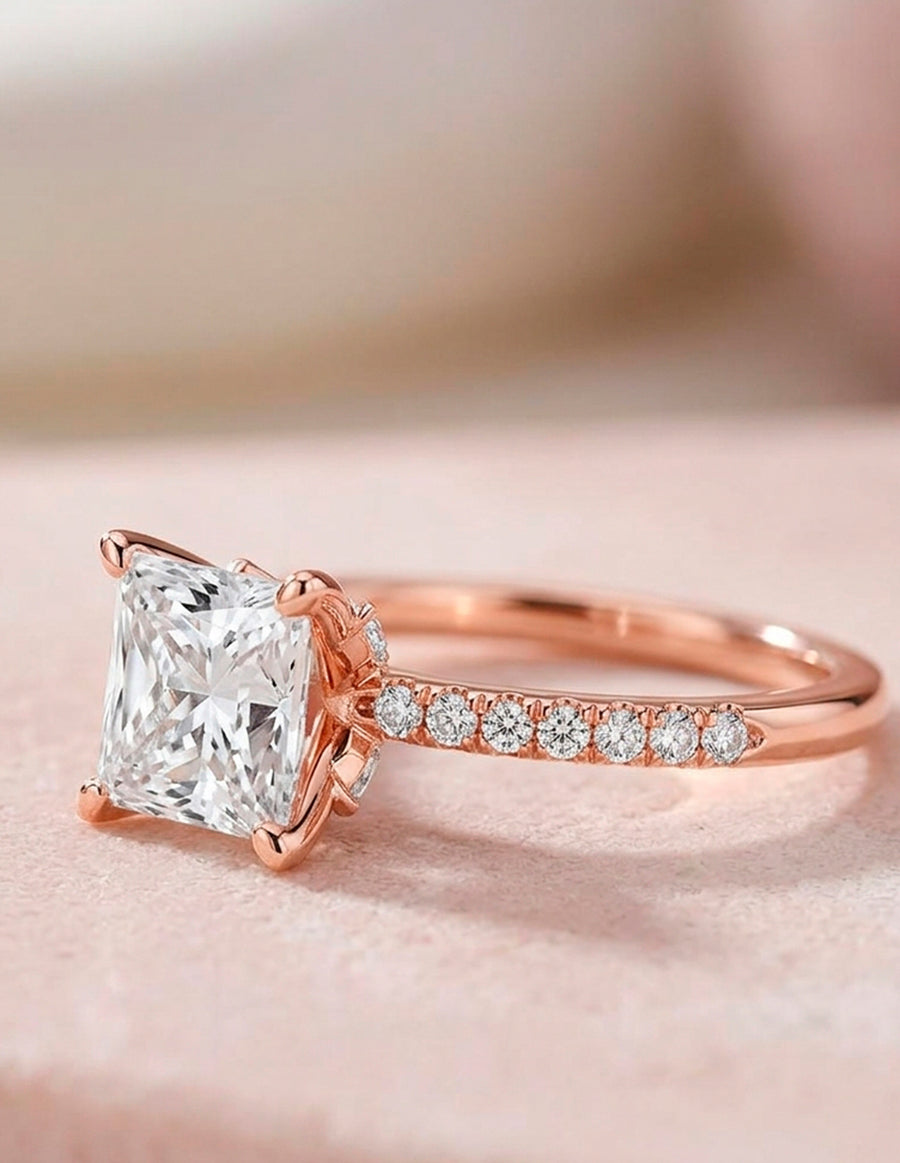 Montura para personalizar - piedras laterales - AMORE187-PR