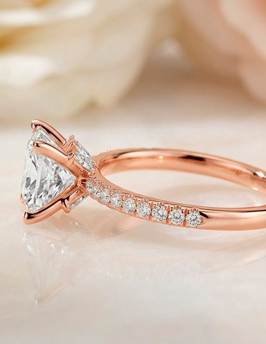 Anillo de compromiso - piedras laterales - AMORE187-PR-LG