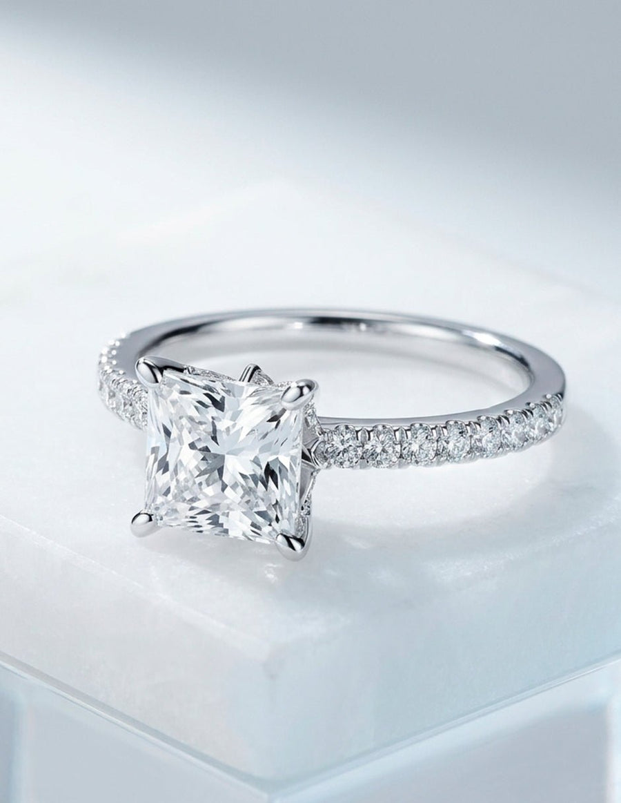Anillo de compromiso - piedras laterales - AMORE187-PR-LG