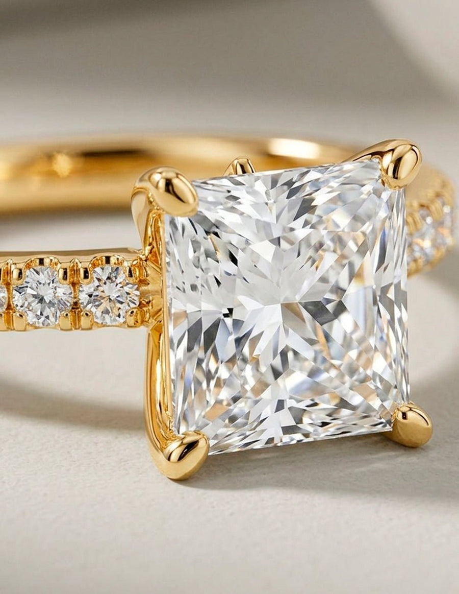 Anillo de compromiso - piedras laterales - AMORE187-PR-LG