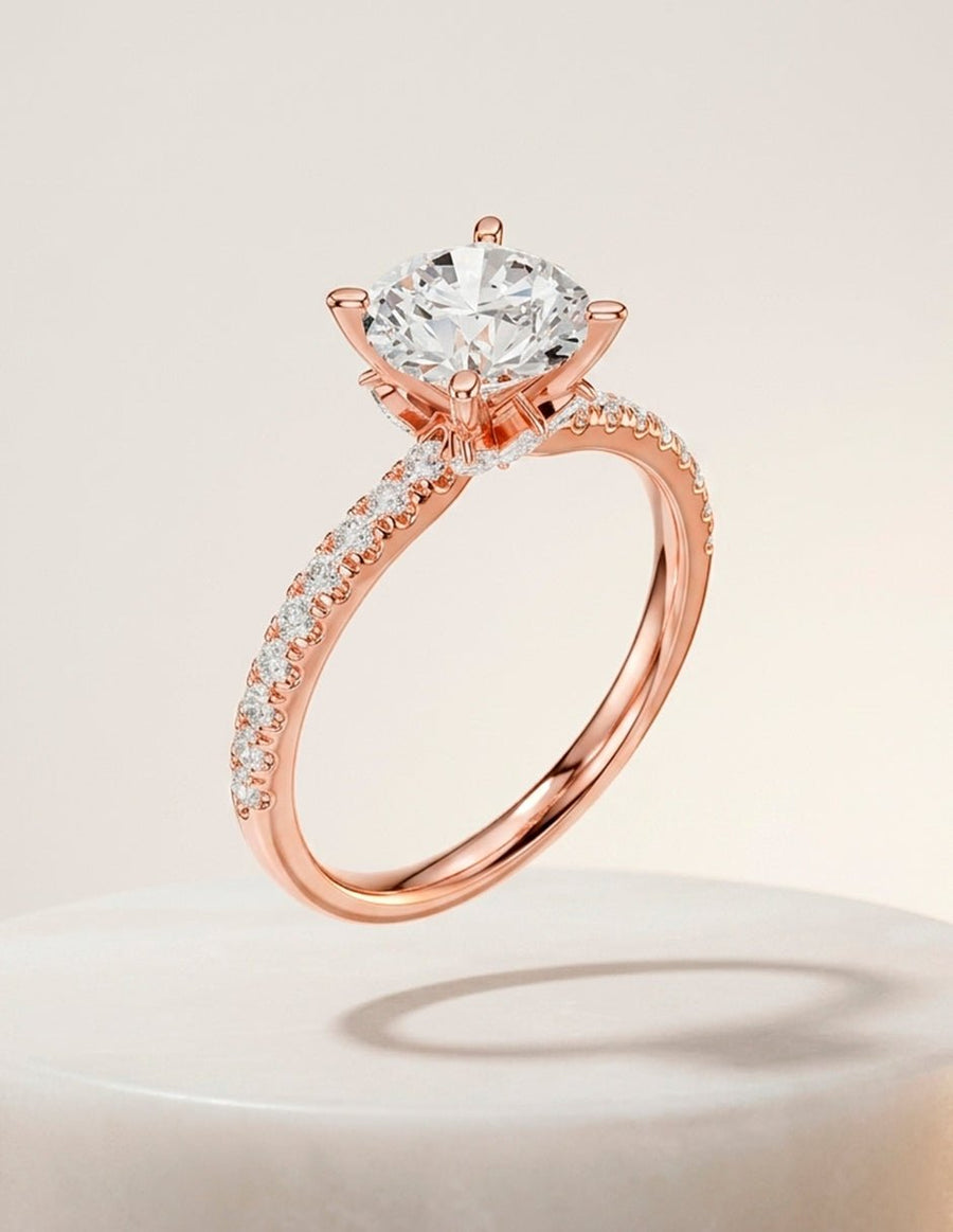 Anillo de compromiso - piedras laterales - AMORE187-RD-LG