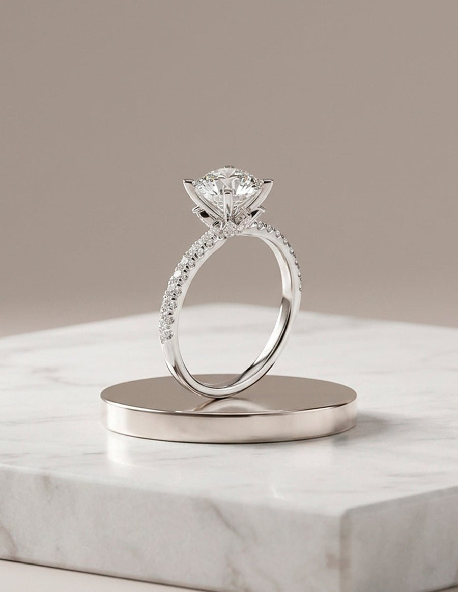 Anillo de compromiso - piedras laterales - AMORE187-RD-LG