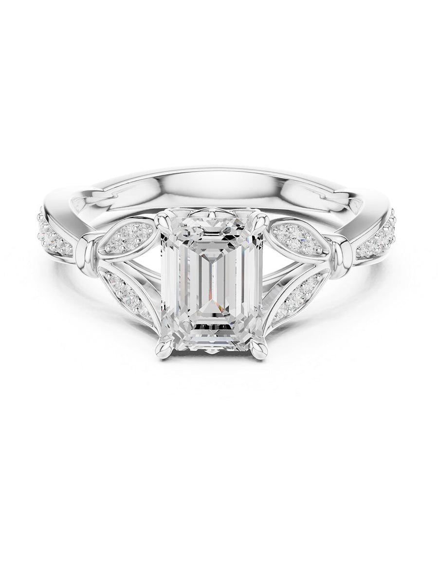 Anillo de compromiso - piedras laterales - AMORE188-EM-LG