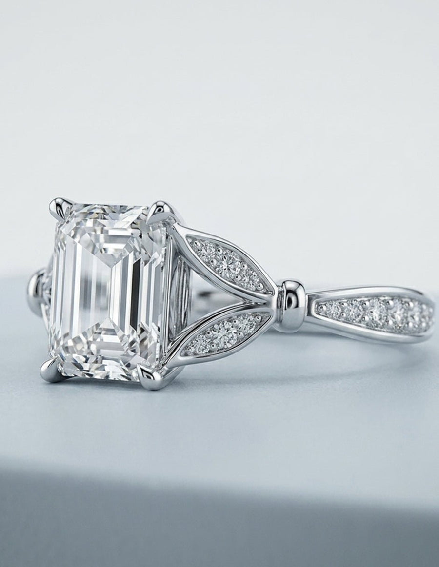 Anillo de compromiso - piedras laterales - AMORE188-EM-LG
