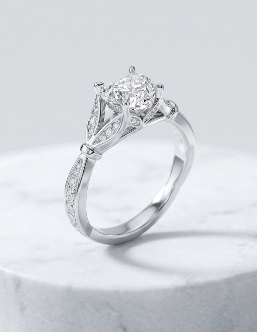 Anillo de compromiso - piedras laterales - AMORE188-HE-LG