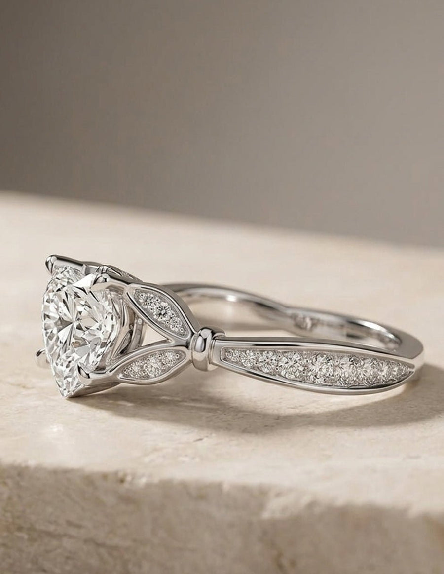 Anillo de compromiso - piedras laterales - AMORE188-HE-LG