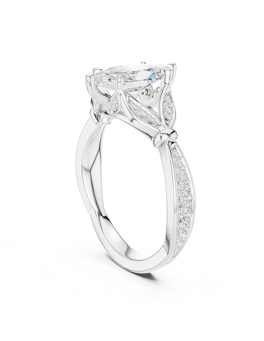 Anillo de compromiso - piedras laterales - AMORE188-MQ-LG