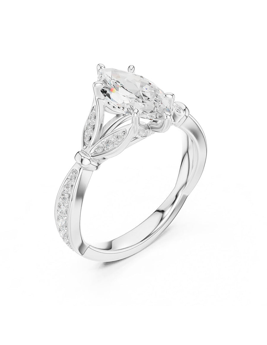 Anillo de compromiso - piedras laterales - AMORE188-MQ-LG
