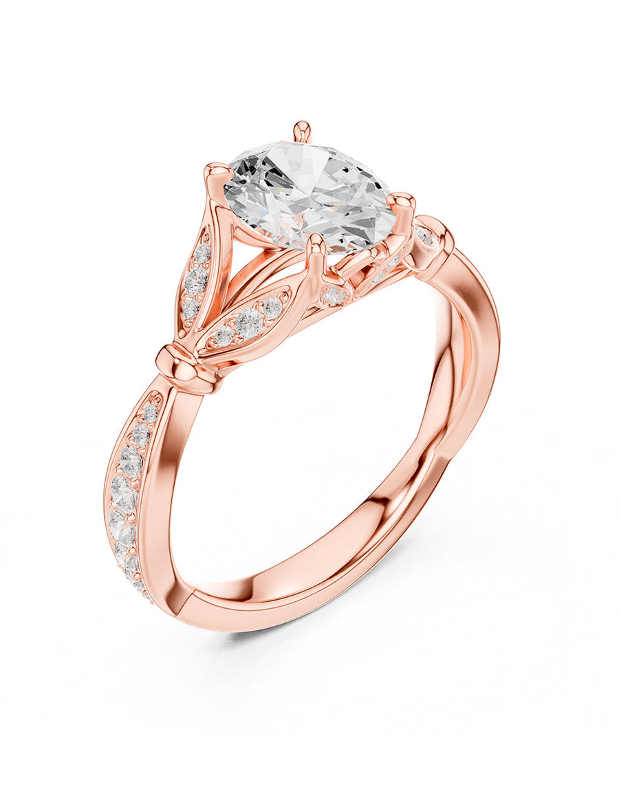 Montura para personalizar - piedras laterales - AMORE188-OV