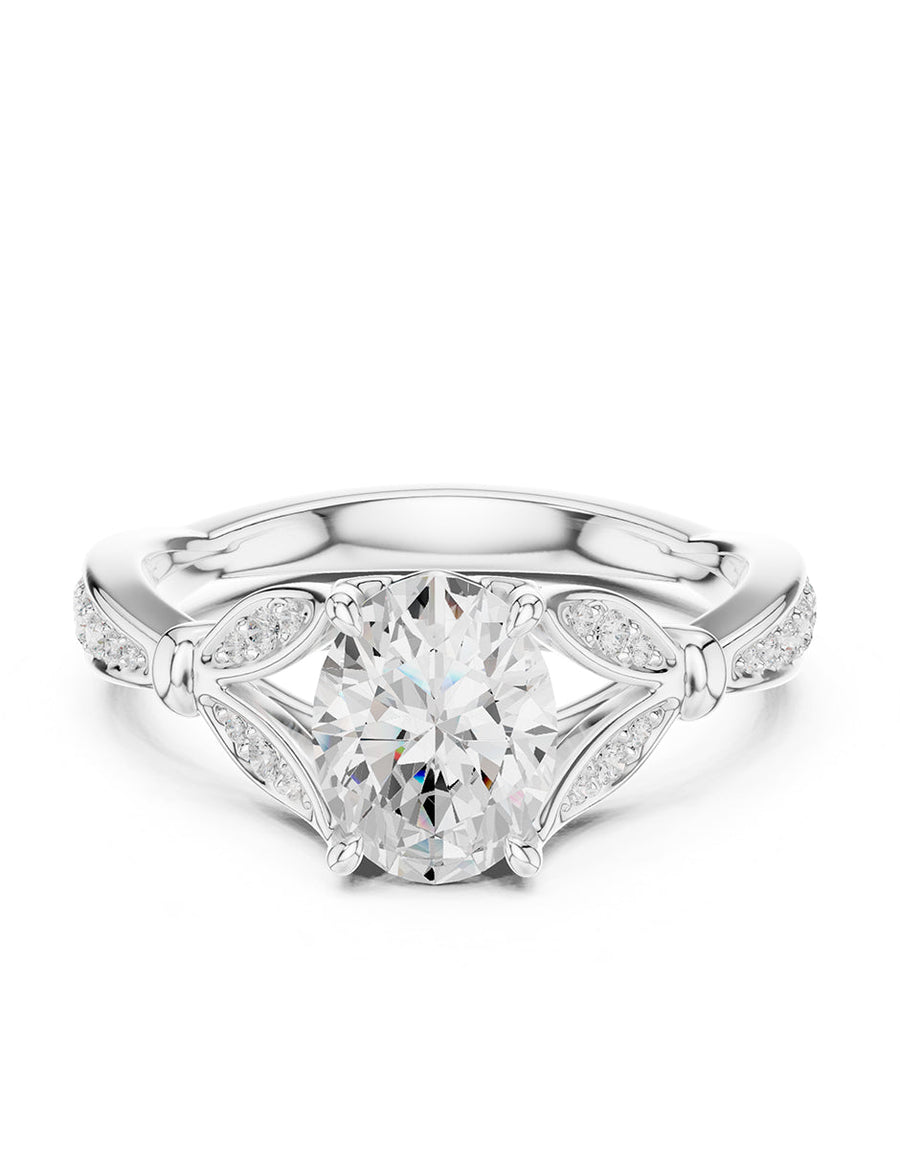 Anillo de compromiso - piedras laterales - AMORE188-OV-LG