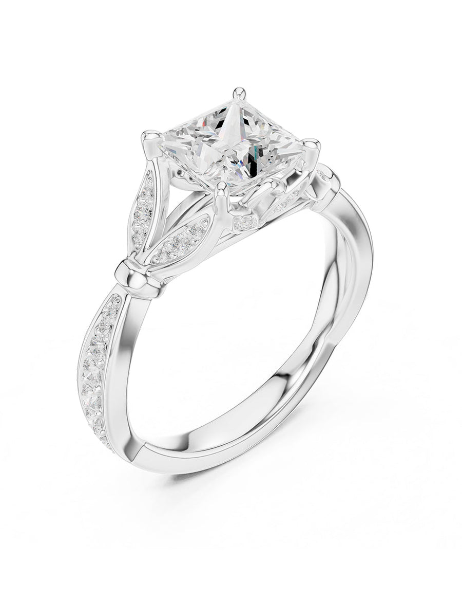 Anillo de compromiso - piedras laterales - AMORE188-PR-LG