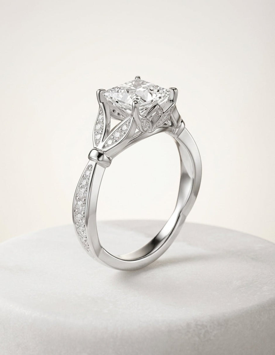 Anillo de compromiso - piedras laterales - AMORE188-PR-LG