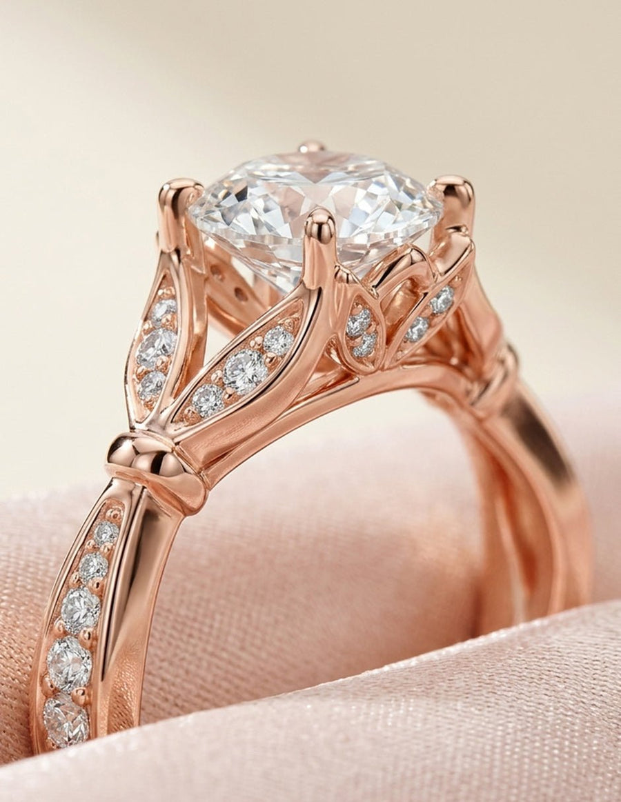 Anillo de compromiso - piedras laterales - AMORE188-RD-LG