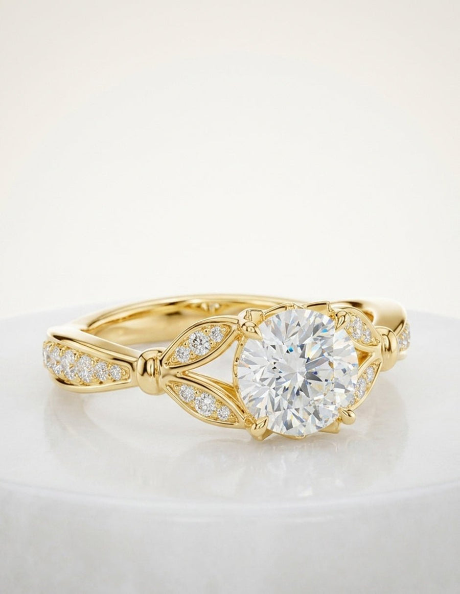 Anillo de compromiso - piedras laterales - AMORE188-RD-LG