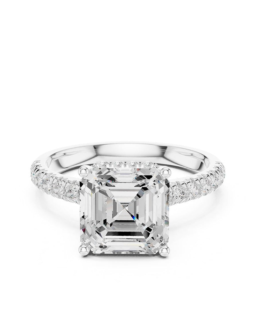 Anillo de compromiso - piedras laterales - AMORE189-AS-LG