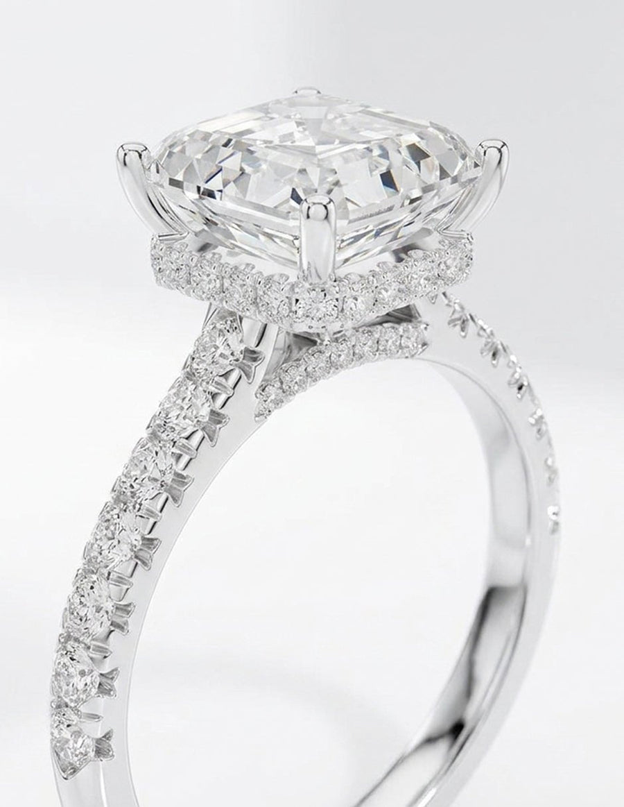 Anillo de compromiso - piedras laterales - AMORE189-AS-LG