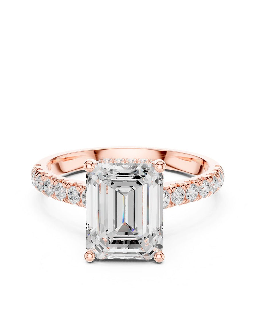 Anillo de compromiso - piedras laterales - AMORE189-EM-LG