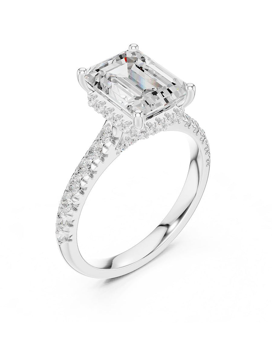 Anillo de compromiso - piedras laterales - AMORE189-EM-LG