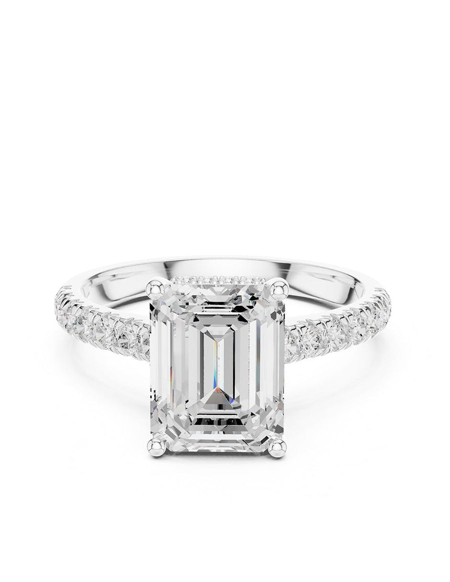 Anillo de compromiso - piedras laterales - AMORE189-EM-LG