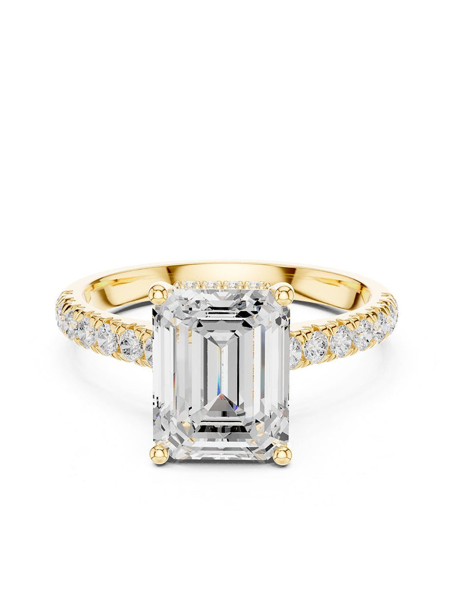 Anillo de compromiso - piedras laterales - AMORE189-EM-LG