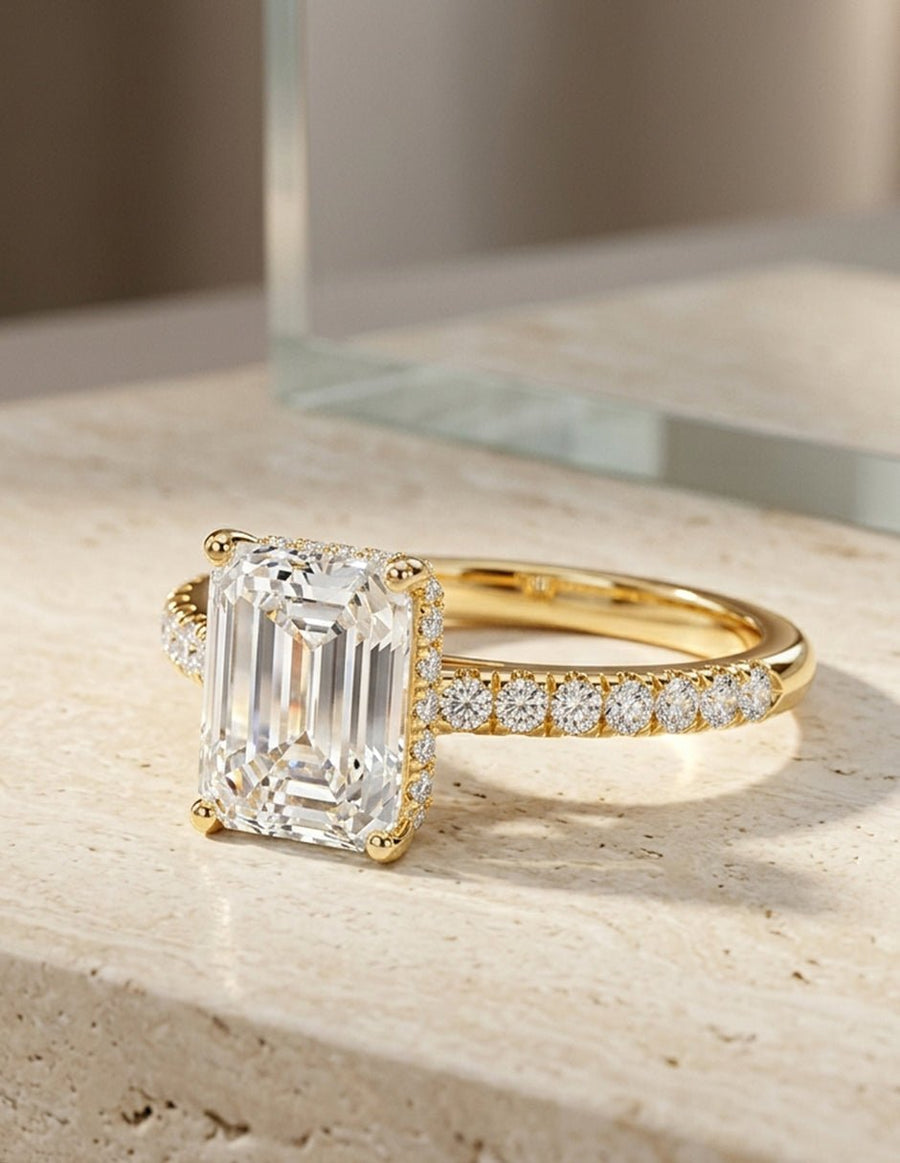 Anillo de compromiso - piedras laterales - AMORE189-EM-LG