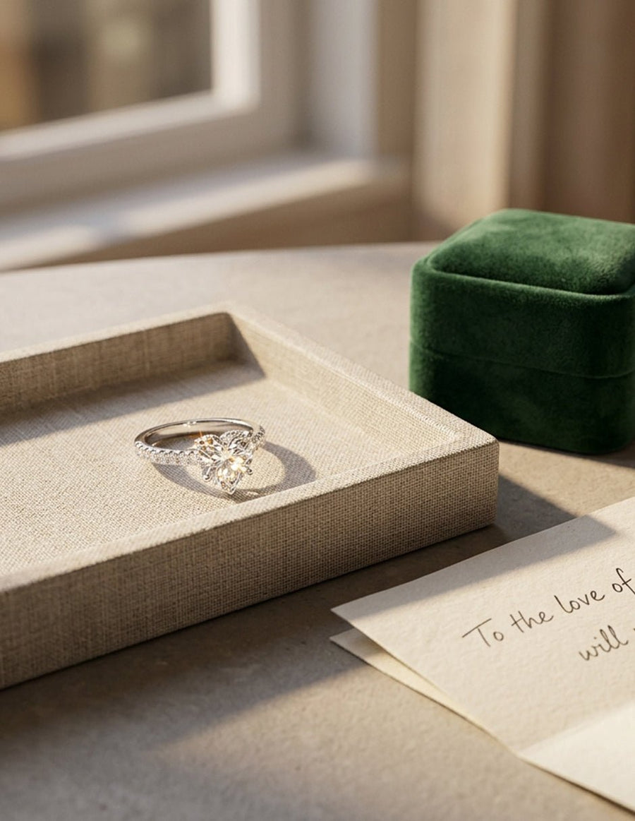 Anillo de compromiso - piedras laterales - AMORE189-HE-LG