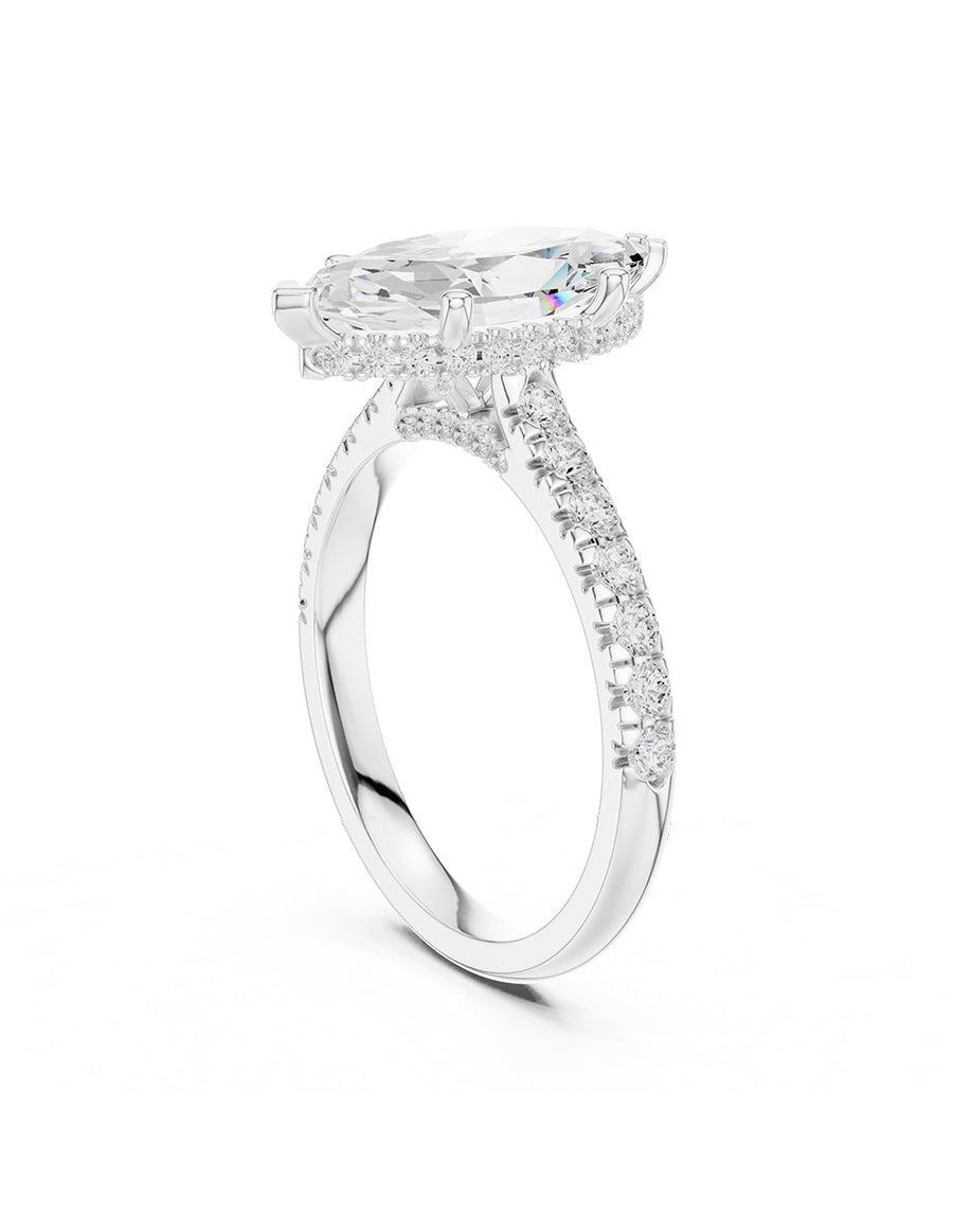 Anillo de compromiso - piedras laterales - AMORE189-MQ-LG