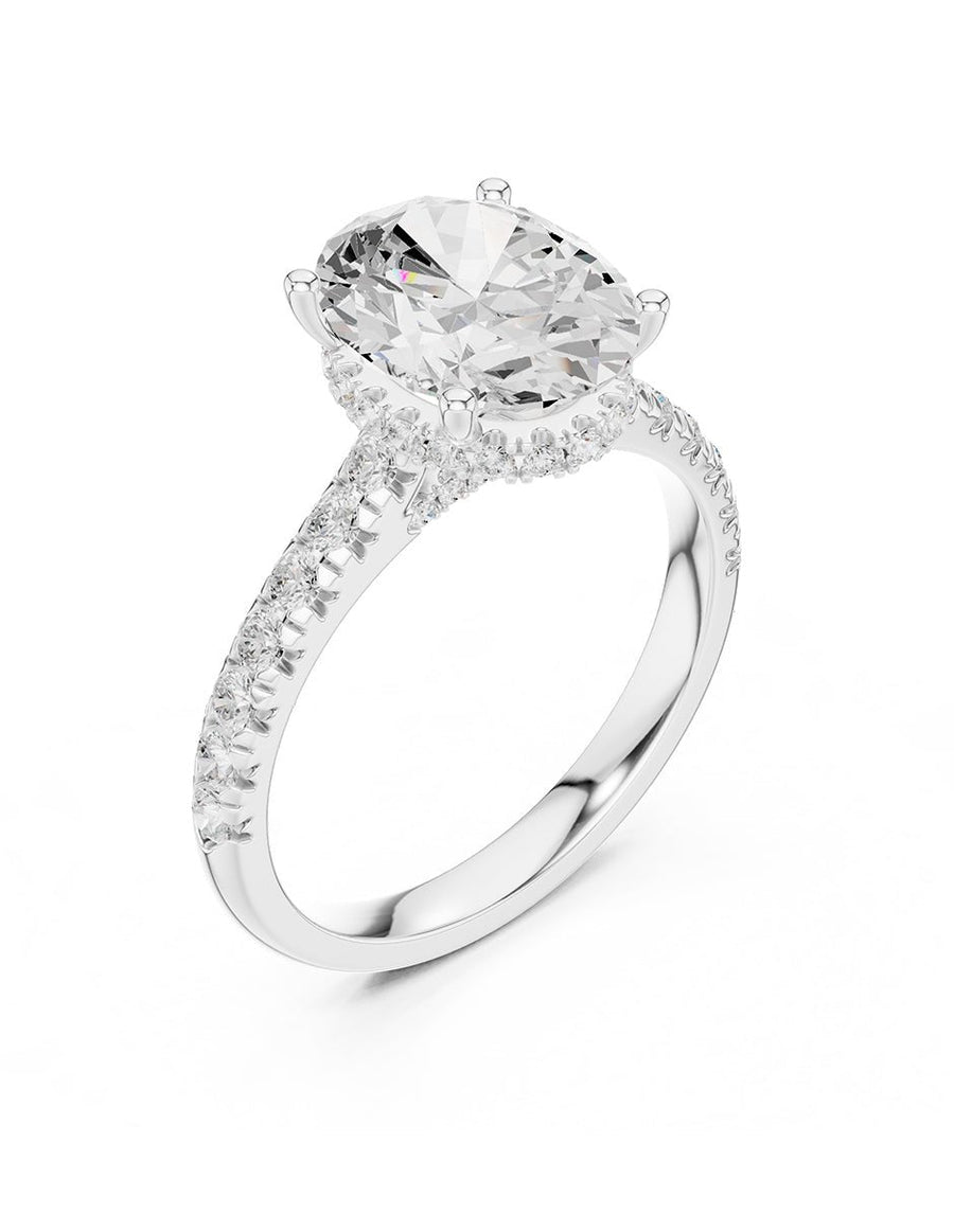 Anillo de compromiso - piedras laterales - AMORE189-OV-LG