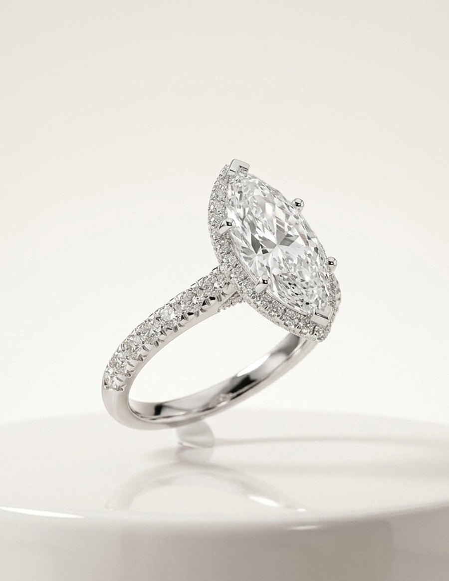 Anillo de compromiso - piedras laterales - AMORE189-PE-LG