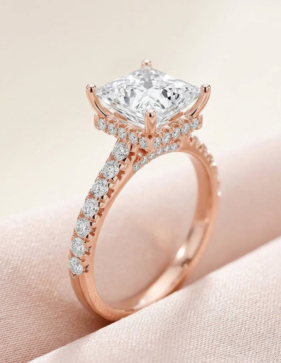 Anillo de compromiso - piedras laterales - AMORE189-PR-LG