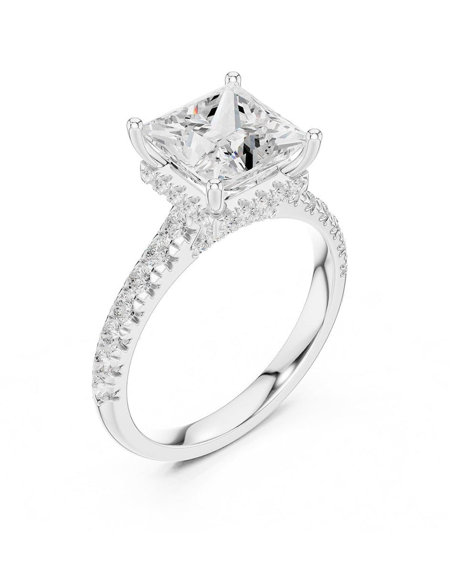 Anillo de compromiso - piedras laterales - AMORE189-PR-LG