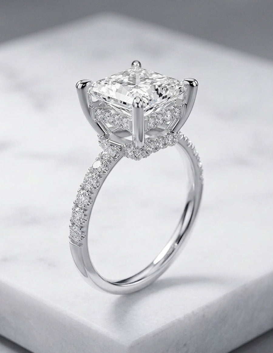 Montura para personalizar - piedras laterales - AMORE190-PR