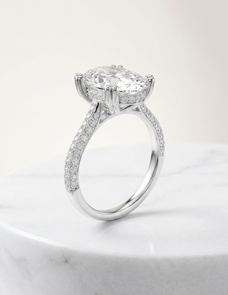 Montura para personalizar - piedras laterales - AMORE191-OV