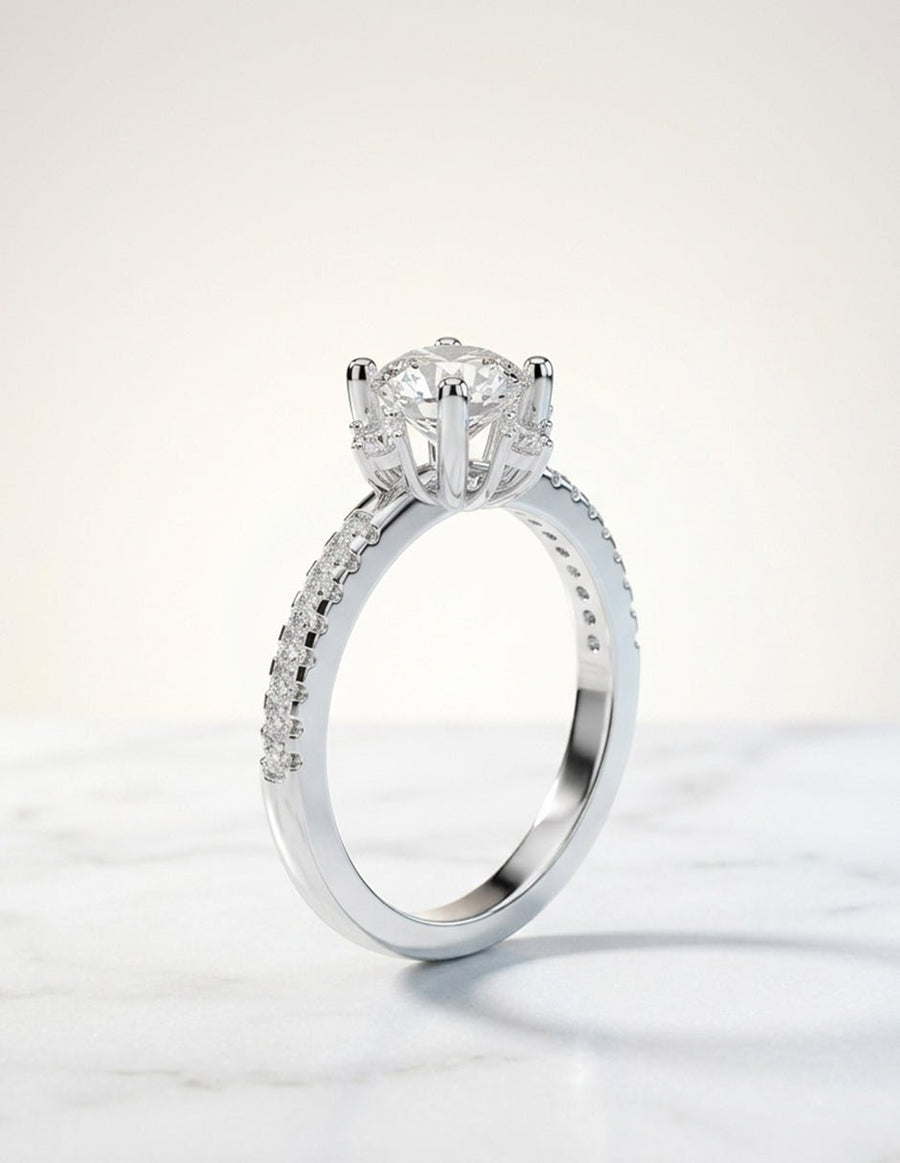Anillo de compromiso - piedras laterales - AMORE194-RD-LG
