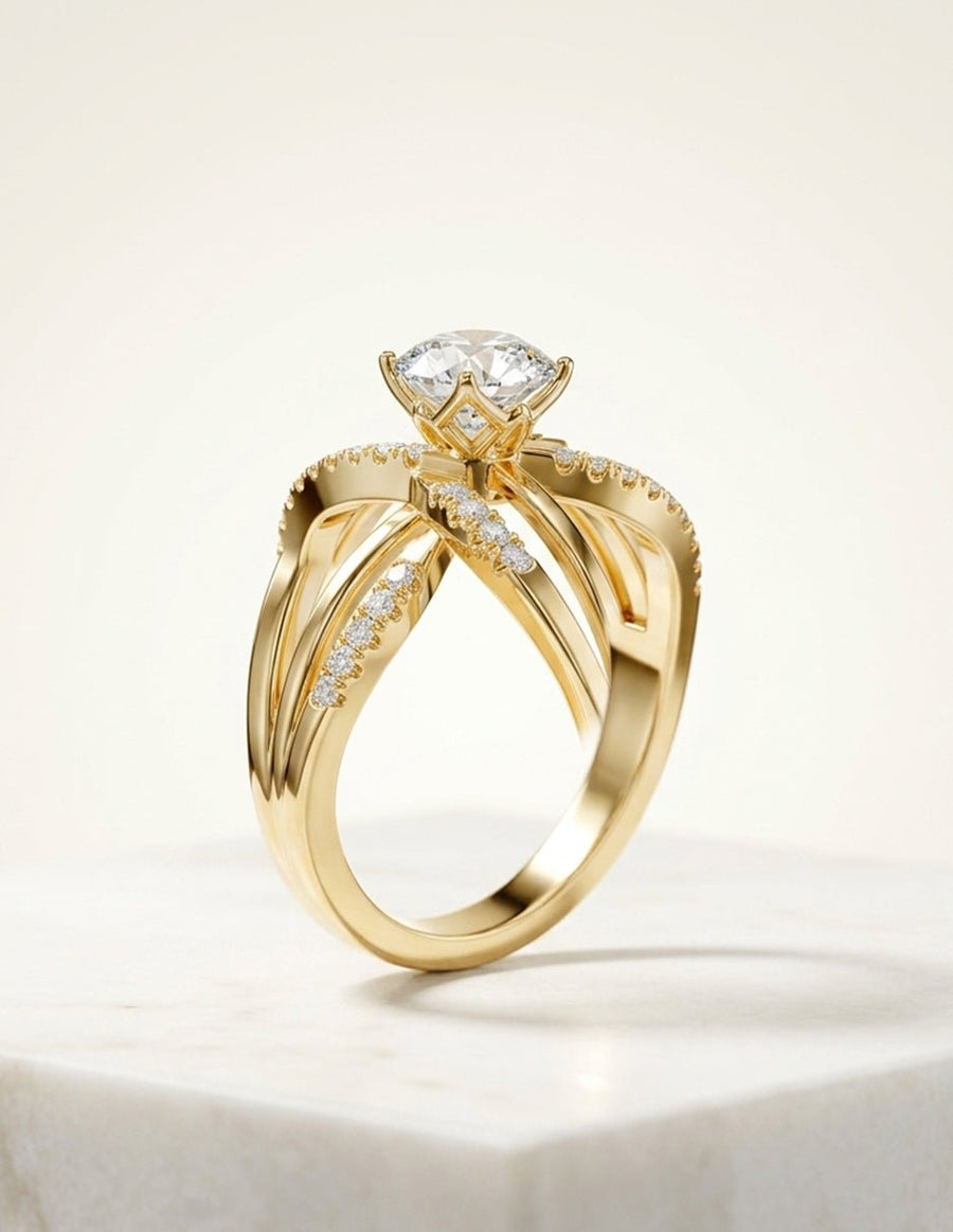Anillo de compromiso - piedras laterales - AMORE198-RD-LG
