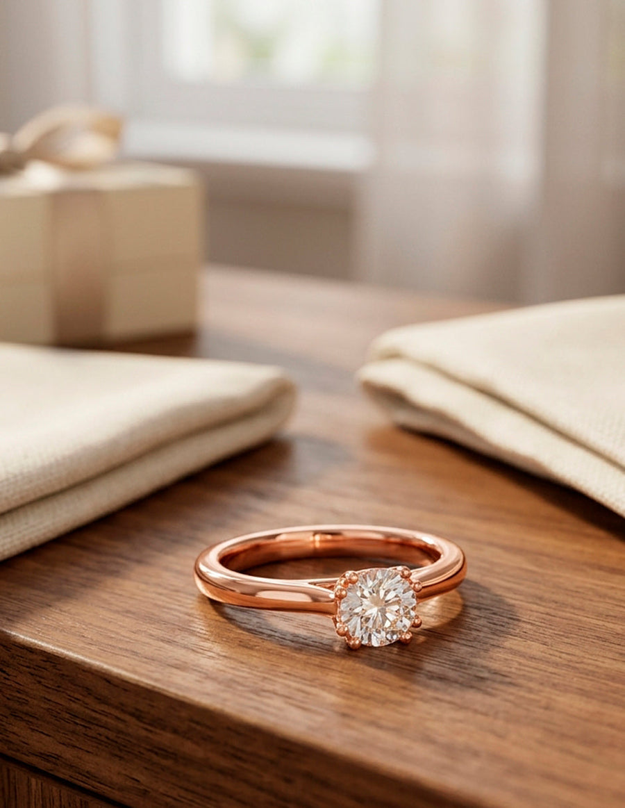 Anillo de Compromiso - solitario - AMORE20-RD-CZ