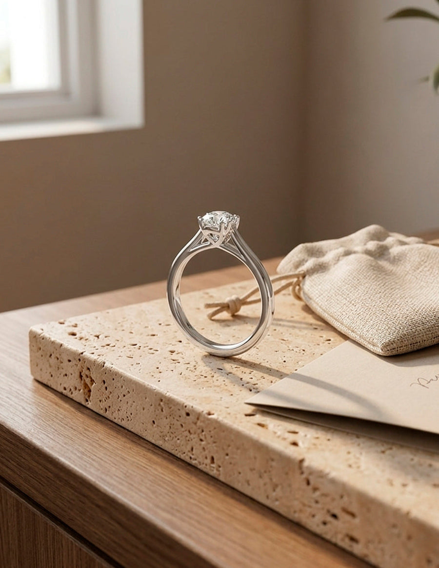 Anillo de Compromiso - solitario - AMORE20-RD-CZ