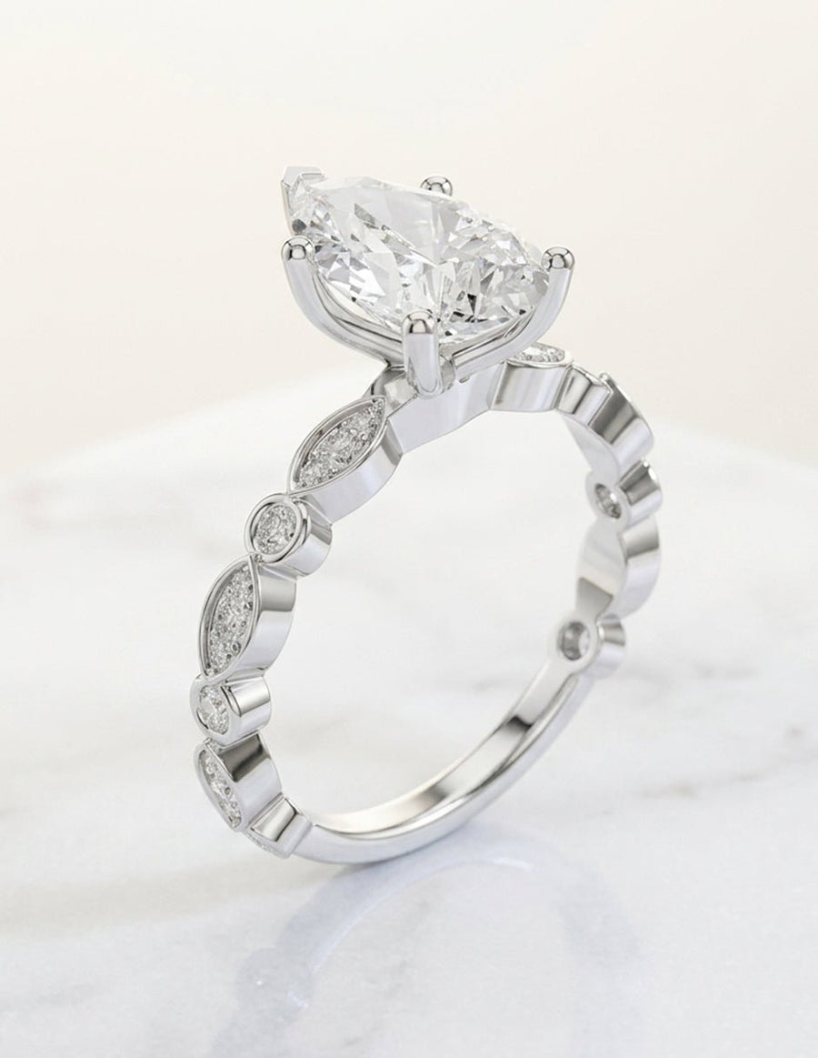 Anillo de compromiso - piedras laterales - AMORE200-PE-LG