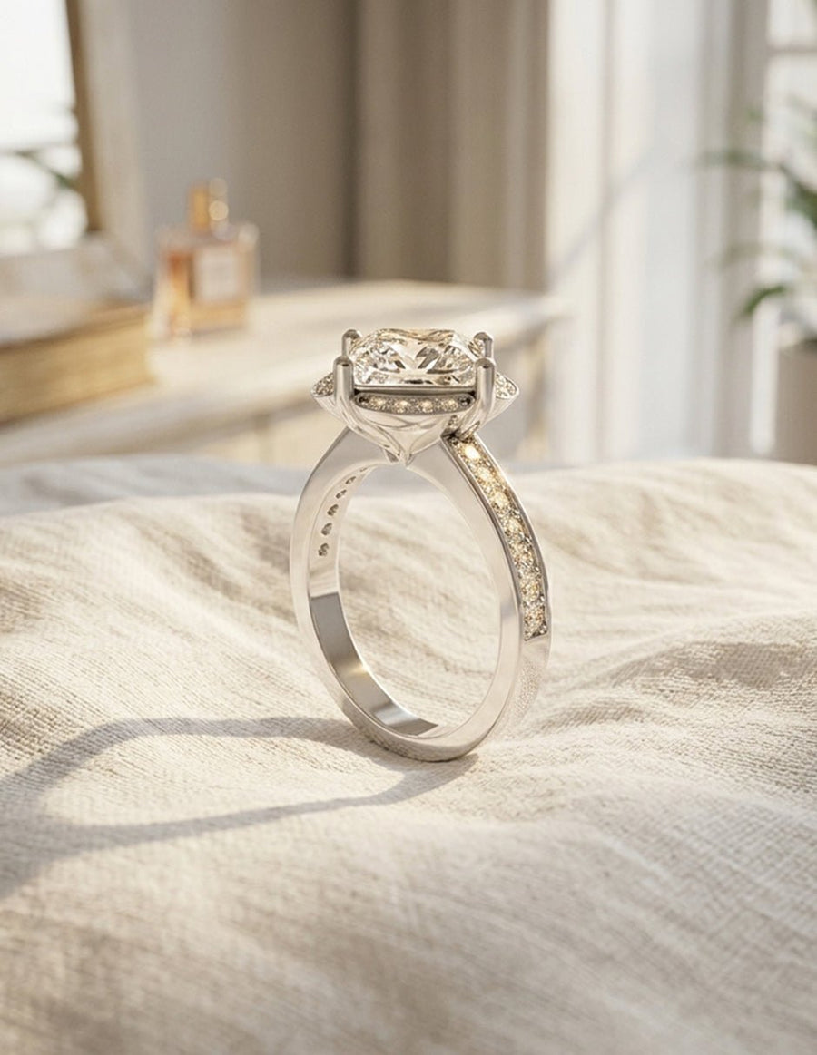 Anillo de compromiso - piedras laterales - AMORE201-PR-LG