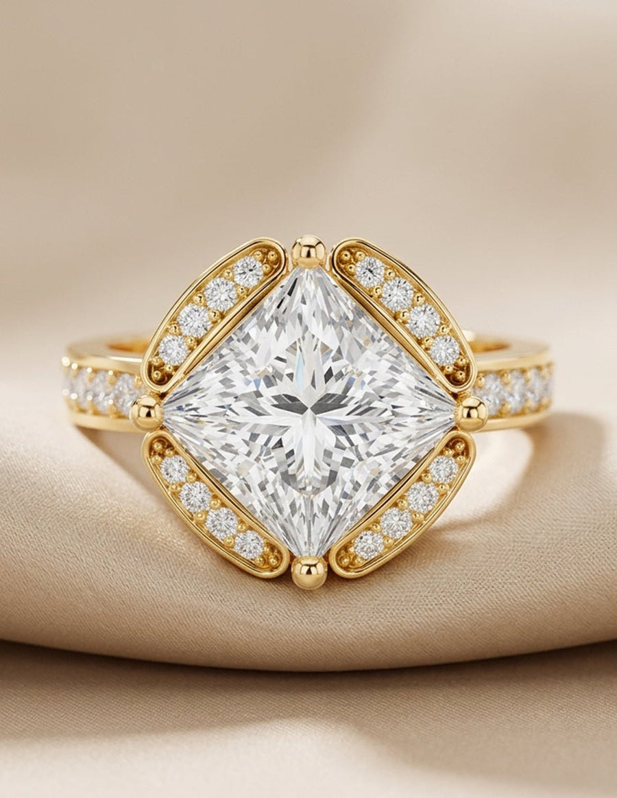 Anillo de compromiso - piedras laterales - AMORE201-PR-LG