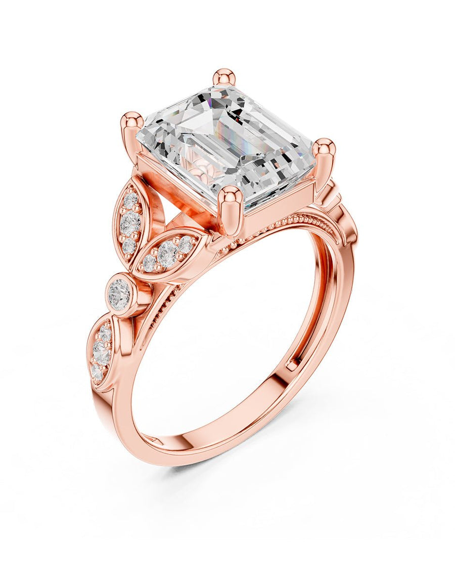 Anillo de compromiso - piedras laterales - AMORE203-EM-LG