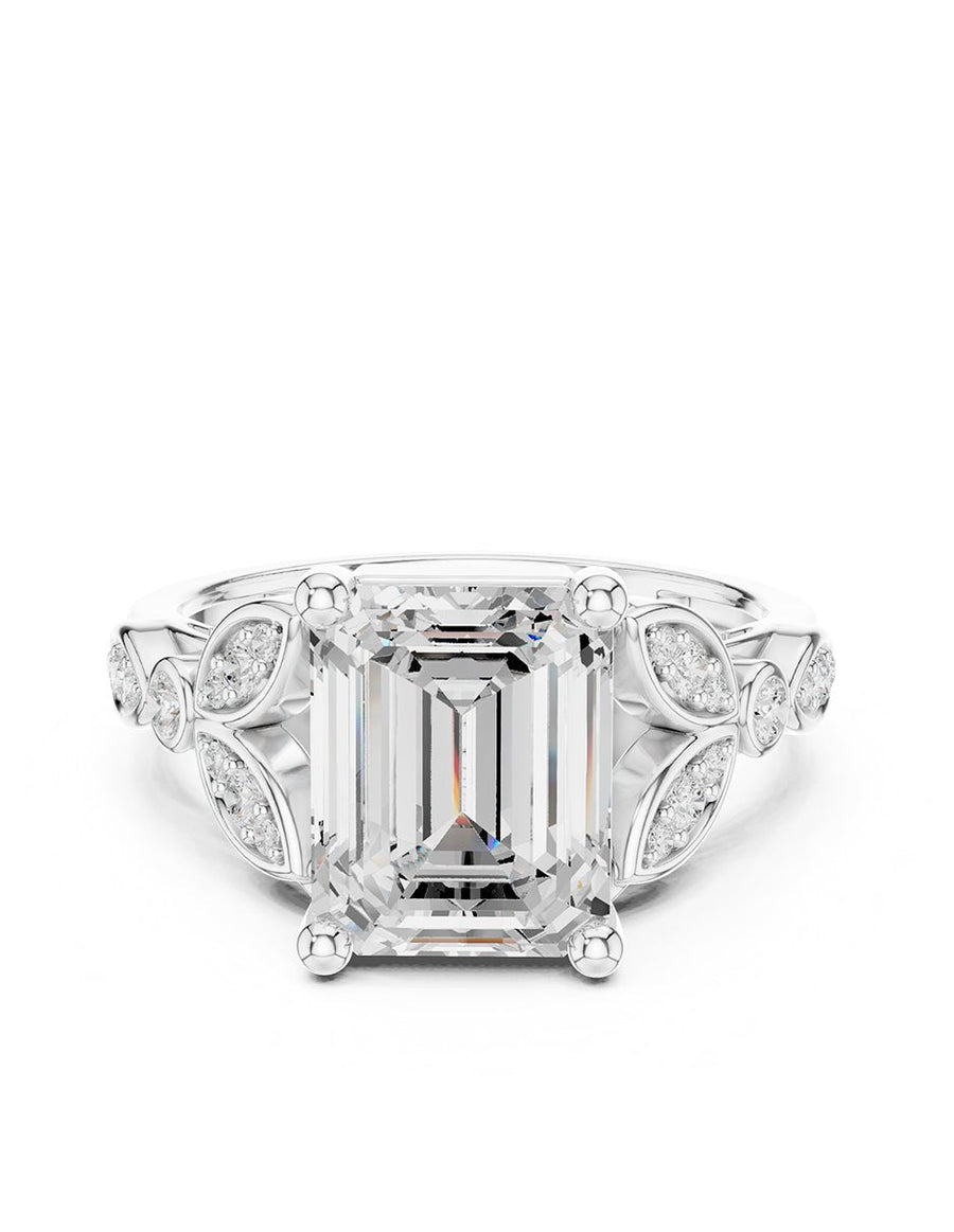 Anillo de compromiso - piedras laterales - AMORE203-EM-LG