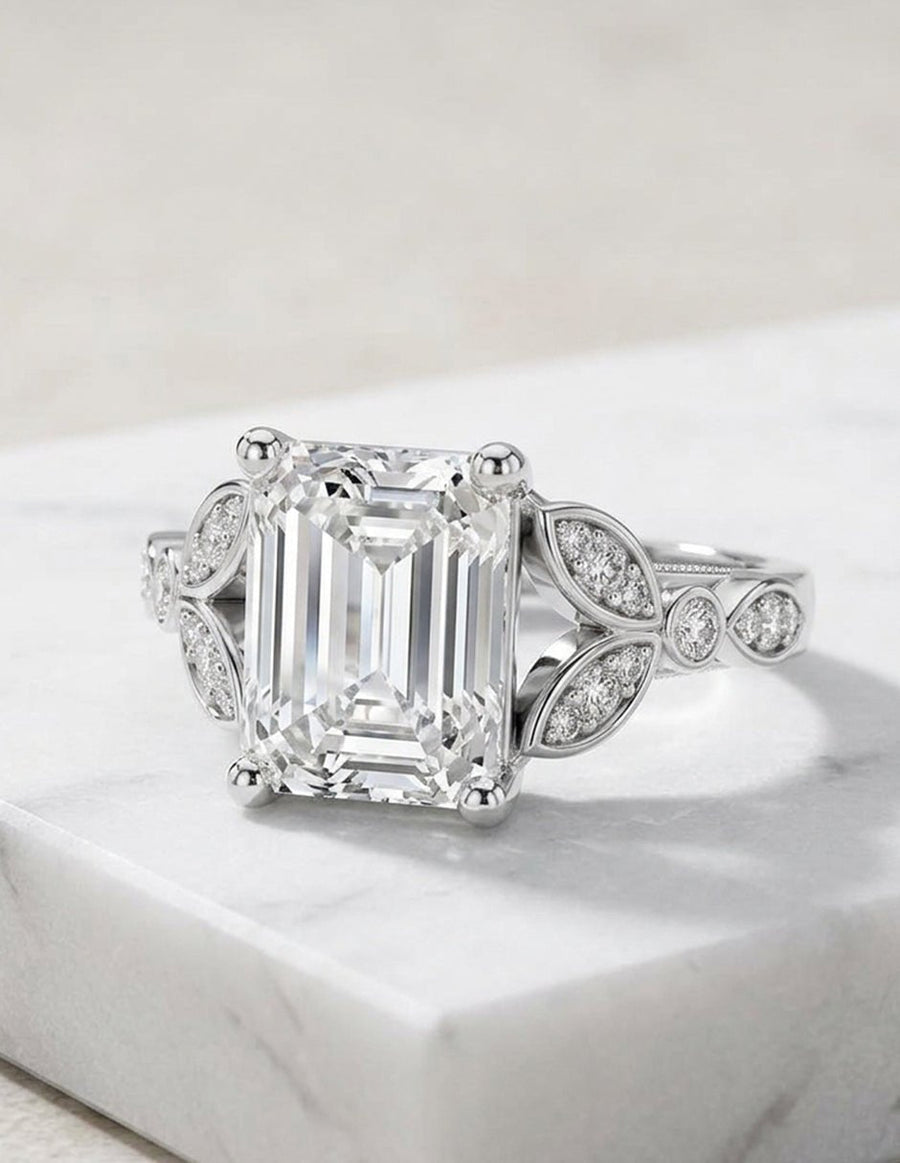 Anillo de compromiso - piedras laterales - AMORE203-EM-LG