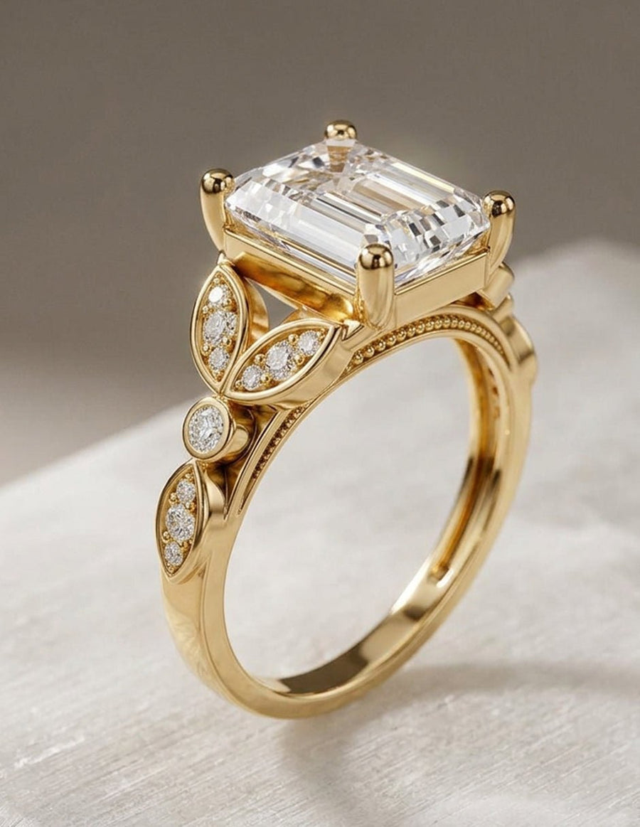 Anillo de compromiso - piedras laterales - AMORE203-EM-LG